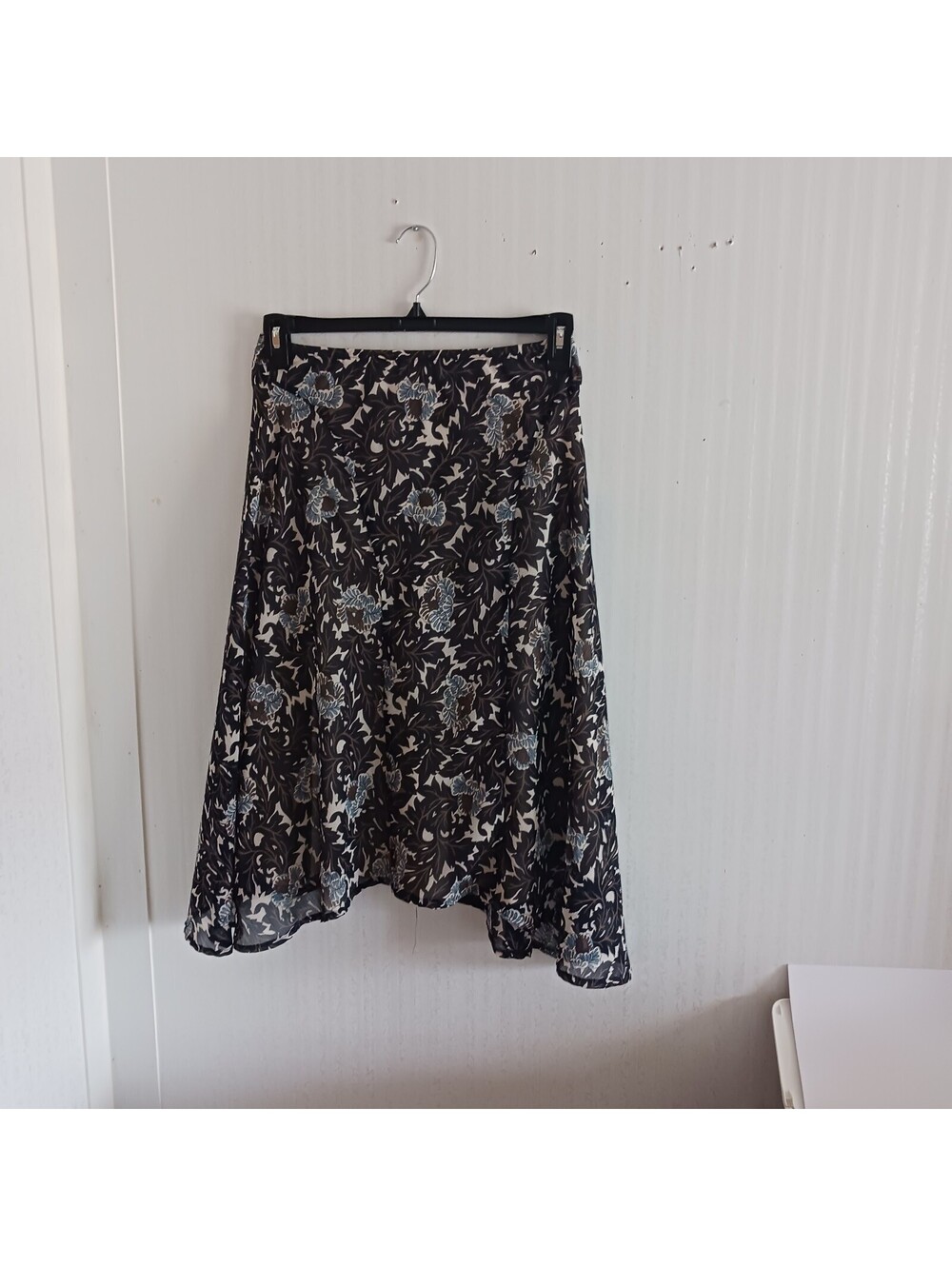 Women's Floral Multicolored Brown Pointed Tail Sheer Lined Skirt Size XS/CH - Picture 2 of 6